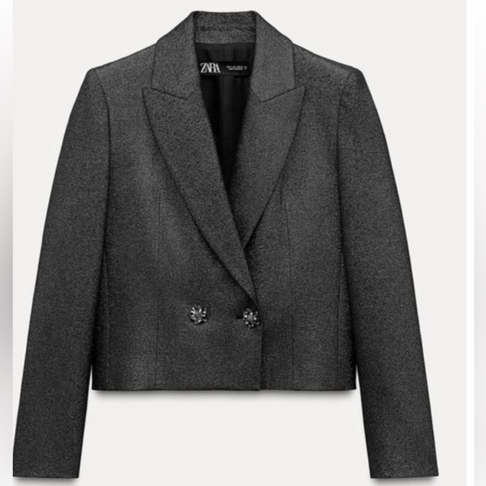 Zara Women's Charcoal Double-Breasted Blazer. New With Tags. Size M.